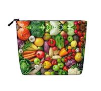 Bkdogkt Sac de travail imprimé fruits et légumes frais, trousse de maquillage à une seule couche, organisateur de voyage cosmétique de grande capacité, noir, One Size