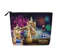 Bkdogkt Sac de travail imprimé Tour de Londres Nuit Sac de travail Essentiel monocouche Trousse de maquillage Voyage Organisateur cosmétique Grande capacité, noir, One Size