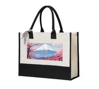 Bkdogkt Sac fourre-tout en toile avec impression paysage du Japon Mount Fuji - Grande capacité - Pour anniversaire, usage quotidien