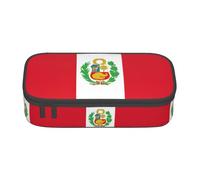 Bkdogkt Trousse à crayons avec motif drapeau du Pérou 21,6 x 5,1 x 9,4 cm - Grande capacité - Rangement fonctionnel pour le bureau et les voyages