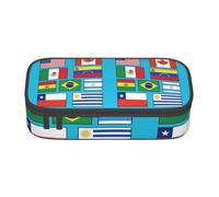 Bkdogkt Trousse à crayons de grande capacité avec imprimé drapeaux de différents pays 21,6 x 5,1 x 9,4 cm