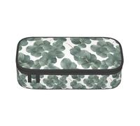 Bkdogkt Trousse à crayons de grande capacité avec imprimé feuilles d'eucalyptus - 21,6 x 5,1 x 9,4 cm - Rangement fonctionnel pour le bureau et les voyages