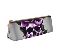 Bkdogkt Trousse à crayons simple avec motif tête de mort et rose violette pour stylos, maquillage, fournitures artistiques quotidiennes, Blanc, One Size