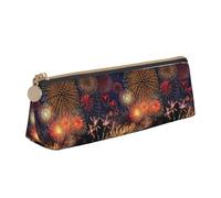 Bkdogkt Trousse à crayons simple motif feu d'artifice triangulaire, pochette pour stylos, maquillage, fournitures artistiques, essentiels quotidiens, Blanc, One Size