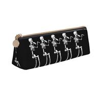 Bkdogkt Trousse à crayons simple pour Halloween, motif squelette squelette et tête de mort, pochette triangulaire pour stylos, maquillage, fournitures artistiques, essentiels quotidiens, Blanc, One
