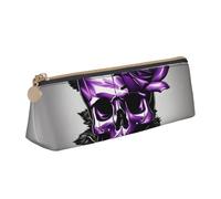 Bkdogkt Trousse à crayons triangulaire simple avec imprimé rose et tête de mort Violet, Blanc, One Size