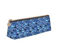 Bkdogkt Trousse à crayons triangulaire simple avec motif baleine pour stylos, maquillage, fournitures artistiques, essentiels quotidiens, Blanc, One Size