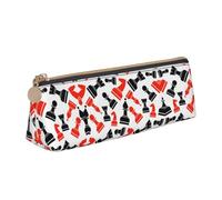 Bkdogkt Trousse à crayons triangulaire simple avec motif d'échecs pour stylos, maquillage, fournitures artistiques, essentiels quotidiens, Blanc, One Size