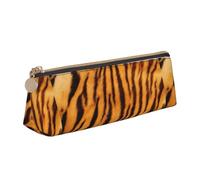 Bkdogkt Trousse à crayons triangulaire simple avec motif rayé tigre pour stylos, maquillage, fournitures artistiques, essentiels quotidiens, Blanc, One Size