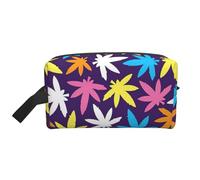 Bkdogkt Trousse de maquillage de voyage portable de grande capacité avec imprimé de mauvaises herbes colorées pour femmes et hommes, blanc, One Size