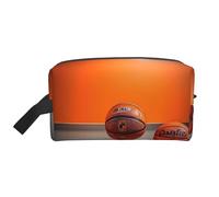 Bkdogkt Trousse de maquillage de voyage portable de grande capacité pour homme et femme avec imprimé basket-ball orange, blanc, One Size