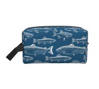 Bkdogkt Trousse de maquillage de voyage portable de grande capacité pour homme et femme Motif poissons de l'océan, blanc, One Size