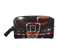 Bkdogkt Trousse de maquillage portable de grande capacité avec imprimé basket-ball pour homme et femme, blanc, One Size