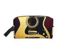 Bkdogkt Trousse de maquillage portable de voyage pour homme et femme avec imprimé notes de guitare, blanc, One Size