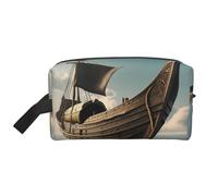 Bkdogkt Trousse de maquillage portable de voyage pour homme et femme Motif bateau viking, blanc, One Size