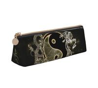 Bkdogkt Yin Yang Trousse à crayons triangulaire simple avec imprimé tigre dragon pour stylos, maquillage, fournitures artistiques quotidiennes, Blanc, One Size