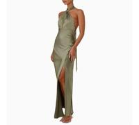 BKEKM Robe de soirée Sexy aux Robes de Cou licoute de la Taille des Femmes sans Manches avec des Fentes Longue Jupe Robes Formelles Respirantes