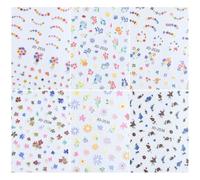 Bkemkri 6 Feuilles Fleurs Stickers Ongle Nail Art 5D Autocollant Autoadhésif Deco Design Manucure pour Bricolage Enfant Mignon Décoration Ongle Fête Motif Accessoires (Livré avec 1 pince à épiler)