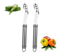Bkemkri Lot de 2 Dénoyauteurs de Poivrons, Dénoyauteur de Piment, Vide Courgette, avec Tranche Dentelée Core Deseeder, Dénoyauteur de Légumes Portable, en Acier Inoxydable Jalapeno Pepper Corer