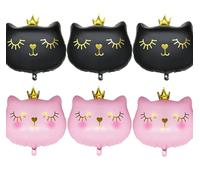 Bkemkri Lot de 6 Ballons Gonflables en Forme de Chat en Aluminium Motif Animal, Décoration pour Anniversaire D'enfant, Ballons Chat, Décoration de Fête à Thème Chat Anniversaire Decoration Filles