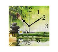 BKEOY Horloge Murale Vintage en Forme de Fleur avec Surface Peinte Spa Zen Pierre dans Le Jardin Horloge carrée Silencieuse sans tic-tac Décoration d'intérieur