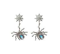BKEPDY 1 Paire Boucles d'oreilles Halloween Araignée Halloween Déguisement Femme Fille Cadeau de Bijoux Unisexe Noir Bijou Animal Mignon (Argent)