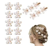 BKEPDY 12 Pièces Barrettes Fleur Perle Accessoires Cheveux Pinces Coiffure Mariage Bijoux Femme Élégant Ornement Chignon