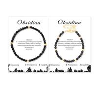 BKEPDY 2 PièCe Braceiet de perles de Cristal Farfume Chakra Braceiet En Pierre Natureile Fait à la Main Mode Femmes Accessoires pour Mains Cadeau Approprié Les Amis（Noir）