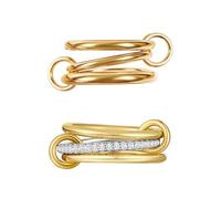 BKEPDY 2 Pièces Bague Femme Plaquée Or 18K Empilables Ensemble Tendance Hypoallergénique Incrusté Zirconium Bijoux Cadeau pour d'Anniversaire Fille(Or 10)