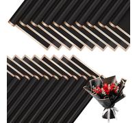 BKEPDY 20 Feuilles Papier Emballage Noir Bordure Dorée Élégant Papier Cadeau Floral Premium Matériel Emballage Bouquet Luxueux