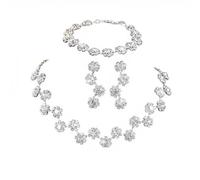 BKEPDY 3 Pièces Parure de Bijoux de Mariée Strass Collier Vintage Strass Boucle d'oreille et Bracelet Ensemble Cristal Cadeau Tendance