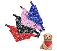 BKEPDY 4 Pièces Bandanas Triangulaires Ajustables Collier Foulard Paisley Accessoire Chien Taille Grande