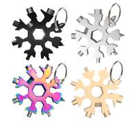 BKEPDY 4 Pièces Flocons De Neige Multi Outils Comme Porte Clés Outil Avec Fonctions Mini Multitool Cadeau Artisan Pour Outils