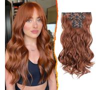 BKEPDY 6 Pièces Extensions Cheveux Naturel Clip Invisible Rajout Ondulées Bou s Extension à Clip Synthétique Cheveux pour Tous Types de Cheveux pour Femme 16 Pouces (Marron)