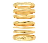 BKEPDY 7 Pièces Ensemble De Bracelets Pour Femmes En Plaqué Or 14 Carats Comme Bracelets Lourds Multiples Empilables Style Boho Et Indien Avec Structure (Or)