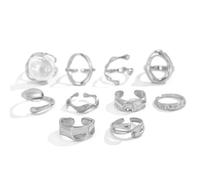 BKEPDY Bagues Or Pour Femmes Avec Perles Baroque Comme Ensemble De Bagues Ouvertes Réglables Pour Empilement Knuckles Et Bijoux Mode Boho Chic (Argent)