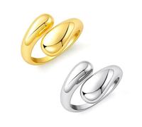 BKEPDY Bagues pour Femmes Minimaliste Bague d'index Simple RéTention Couleur Niche LéGèRe Luxe Bagues Unies Bague En Forme de larme pour Femmes et Hommes（Or + Argent）