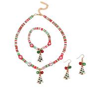 BKEPDY Bijoux Femme Ensemble Noël Collier Bracelet et Boucles d'Oreilles Père Noël Accessoires Festifs pour Fête des Mères et Cadeau Anniversaire(Couleur-2)