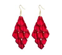 BKEPDY Boucles D'oreilles Cascade Pétales Multicouches Pendantes Bijoux Élégants Femmes Accessoires Brillants Longues