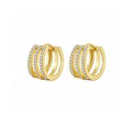 BKEPDY Boucles D'oreilles Créoles Triple Rangée Cristal Brillant Plaqué Or Élégantes Luxueuses Intemporelles Bijoux Femme