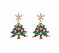 BKEPDY Boucles d'Oreilles de Noël Femme Brillantes et Étincelantes Sapin de Christmas Earrings Bijoux Noël Élégants Choix pour les Fêtes （Vert）