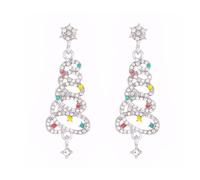 BKEPDY Boucles d'Oreilles de Noël Femme Brillantes et Étincelantes Sapin de Christmas Earrings Bijoux Noël Élégants Choix pour les Fêtes （Argent）