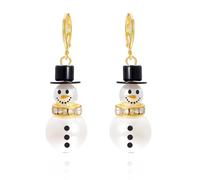 BKEPDY Boucles d'Oreilles de Noël Mignonnes en Forme de Bonhomme de Neige et Perles Boucles d'Earrings Pendantes Bijoux de Christmas Sélection pour Fêtes (Blanc-2)