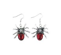 BKEPDY Boucles d'Oreilles Pendantes En Forme d'Araignée Exagérée Accessoires d'Halloween Gothique Araignée Cristal Strass Clous Pour Femmes Et Adolescentes (Argent)