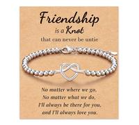 BKEPDY Bracelet Femme Cœur et Perles Bracelet d’Amitié Ajustable avec Cœur Infini Bijou Élégant pour Amie et Meilleure Amie