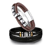 BKEPDY Bracelet Homme en Cuir avec Fermeture Magnétique Minimaliste Réglable Bijoux Cadeau pour Papa Mari Ami Frere(Marron)