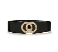 BKEPDY Ceinture Élastique Femme Boucle Double Anneaux Tressés Accessoire Taille Haute Ajustable Élégant Classique