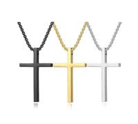 BKEPDY Collier Croix Chaine Pendentif Acier inoxydable Bijoux Chretienne Avec Bord Biseauté Collier Croix Pendentif Crucifix pour Homme et Femme（Petit）