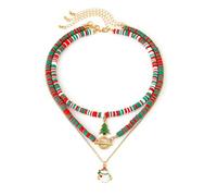 BKEPDY Collier Femme Multicouche Coloré avec Pendentifs Cloches et Couronne de Noël Bijoux Mode en Alliages pour Toutes Occasions(Couleur-2)