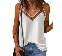 BKEPDY Debardeur Femme Tank Top Col V Tops sans Manche Bretelles Fines Caraco Chic Haut Élégant Vetement Ete Tshirt Fluide Décontracté